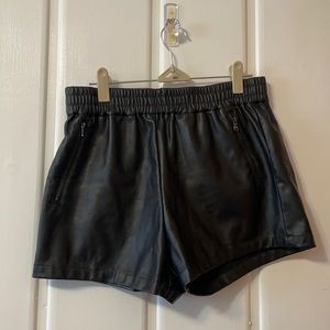Black Leather Forever 21 Shorts with Elastic stretchy Waistband